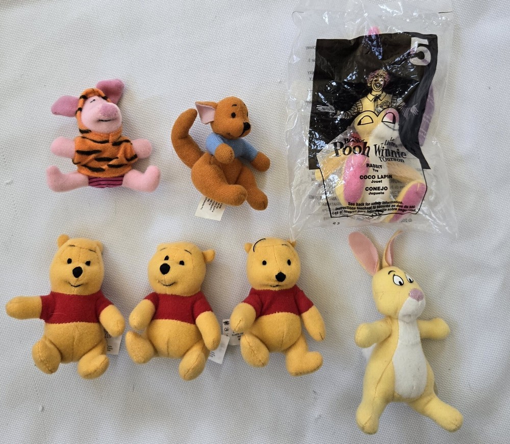 7 McDonald's Winnie the Pooh Collectibles, Piglet as Tigger,Roo,Rabbit,3 Winnies