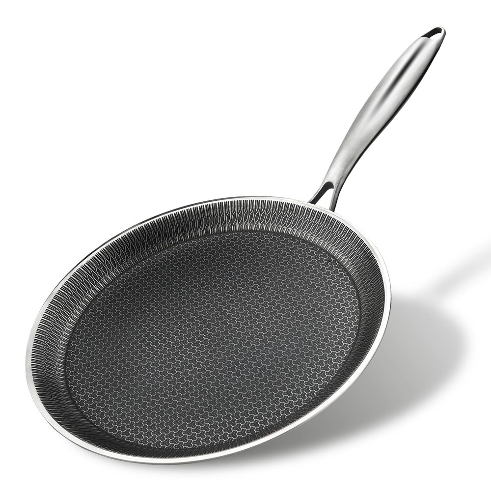 11-Inch Nonstick Stainless Steel Crepe Pan with Honeycomb Coating