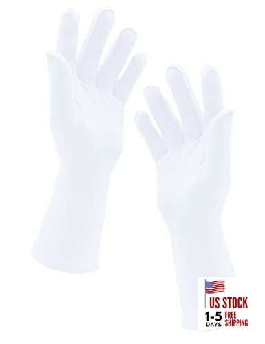 Men's and Women's Wrist Length Stretchy Spandex Gloves Costume Banquet White