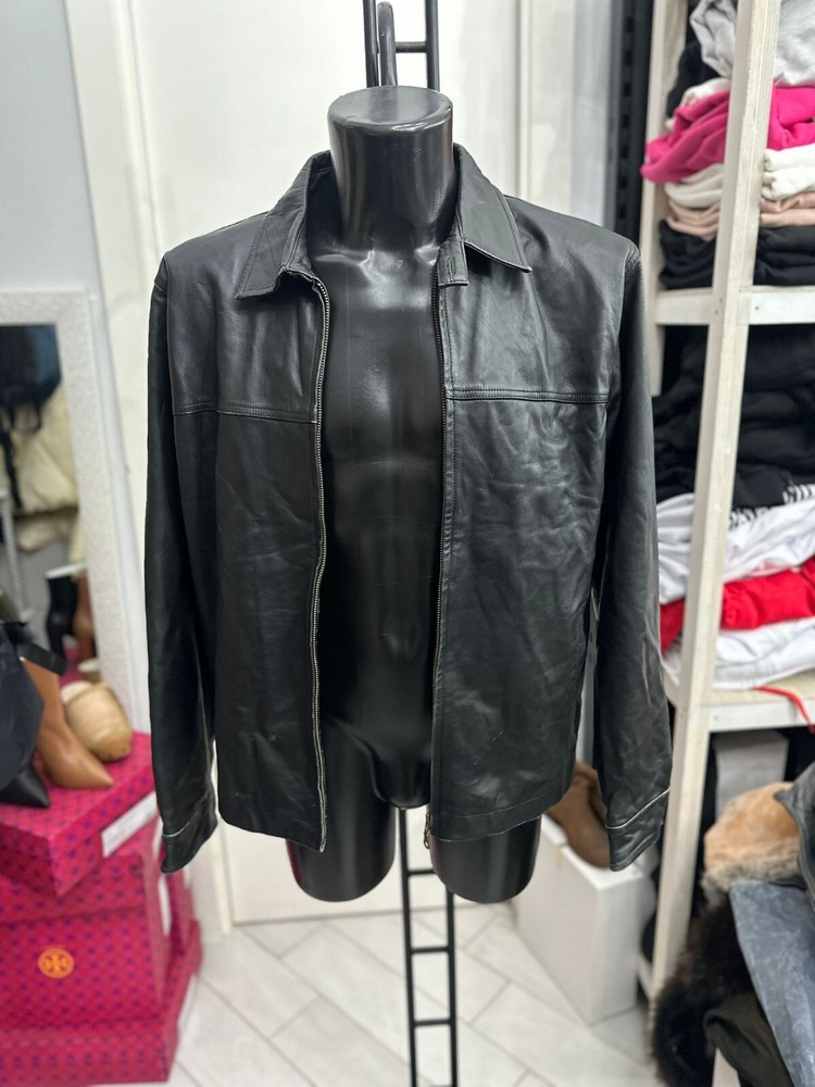 Conbipel Mens Black Genuine Leather Jacket Size 52 Model LLV1222