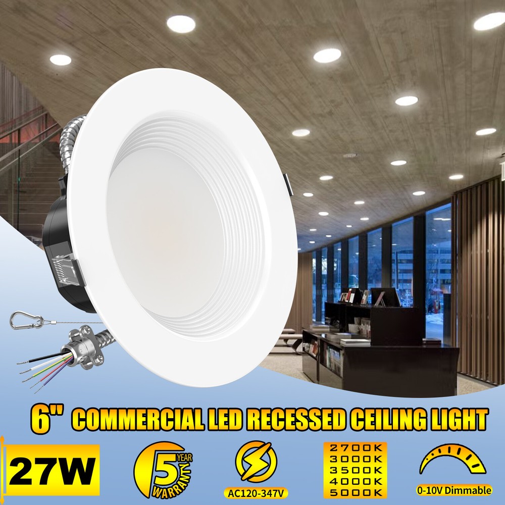 6 Inch 5CCT LED Recessed Ceiling Light 27W Commercial Dimmable Lamp 2700K-5000K
