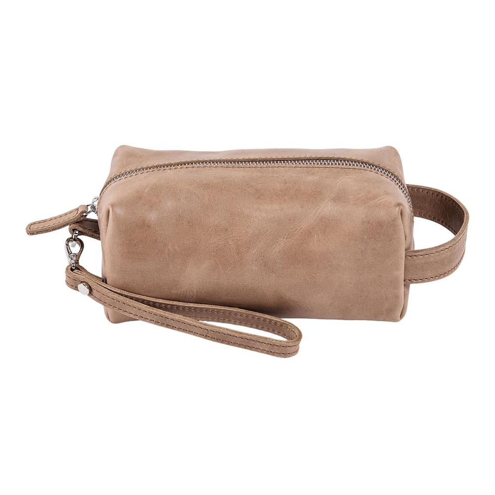 Handmade Distressed Leather Toiletry Bag for Men - Top Grain Dopp Kit
