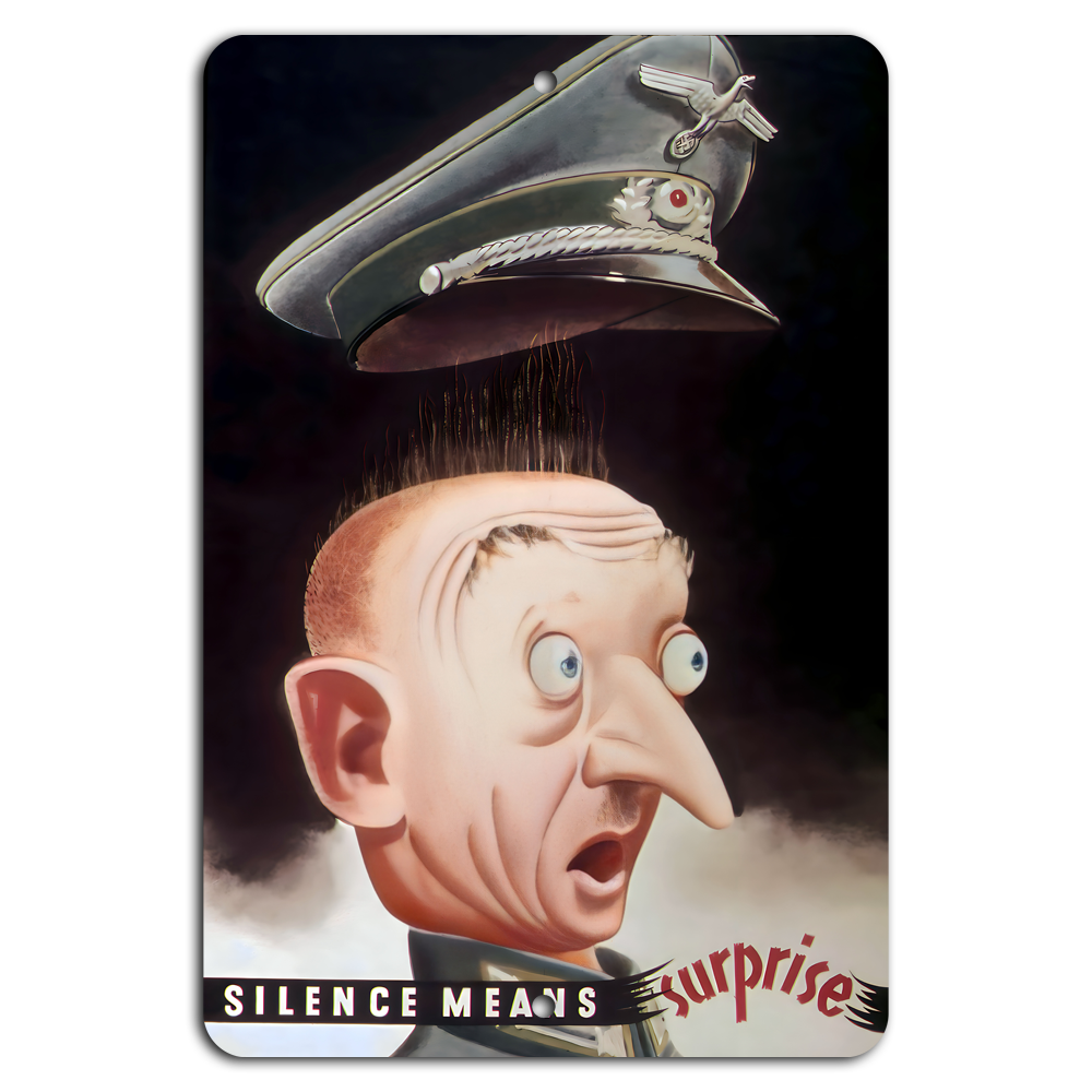 Silence Means Surprise: Quirky Cartoon Decor Sign