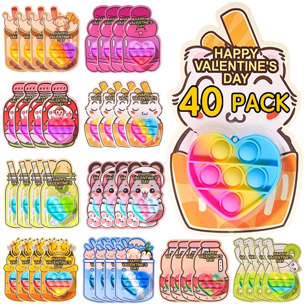 Valentines Day Gifts for Kids, 40Pack Valentines Day Cards, Bulk Valentines H...