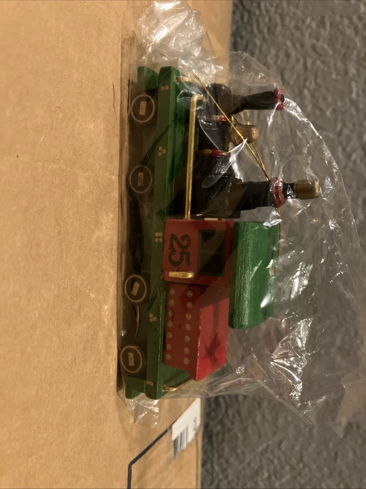 Vintage 1986 Roman Inc. Evergreen Express 5” Wooden Toy Train Ornament #25 New!!