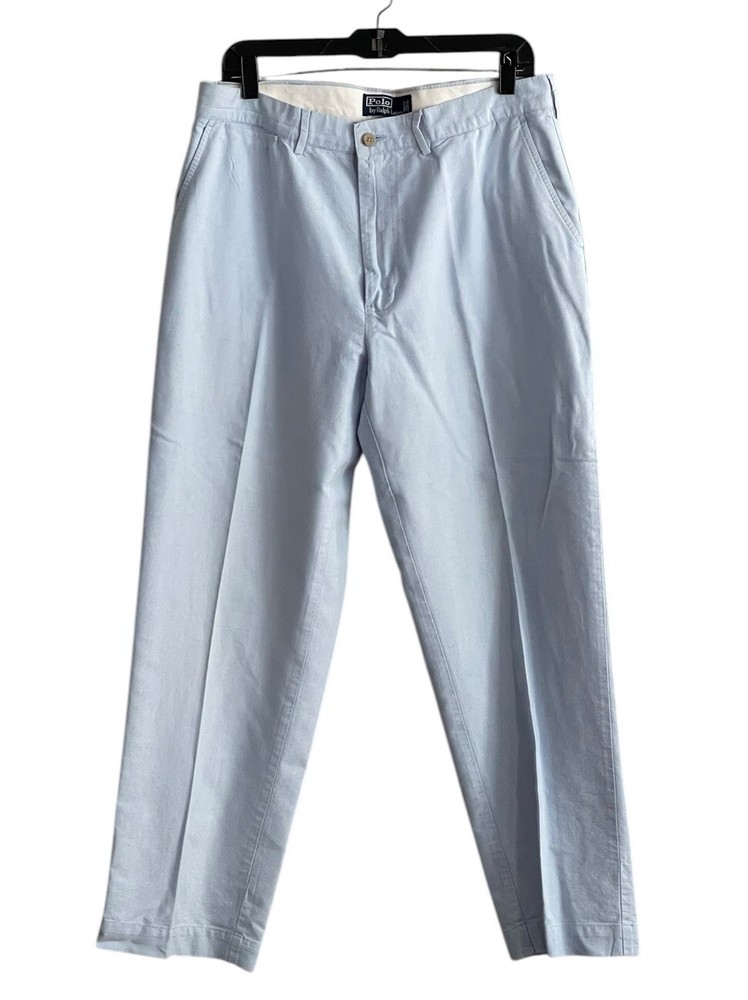 VTG Polo Ralph Lauren Chino Pants Mens 34x30 Light Blue 100% Cotton Straight Leg