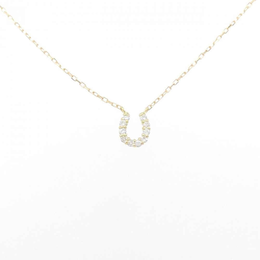 Authentic K18YG Horse Shoe Diamond Necklace 0.10CT  #260-007-429-1397