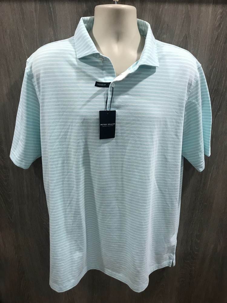 Peter Millar Crown Crafted Men's Size XXL Striped Performance Mesh Polo $125 NWT