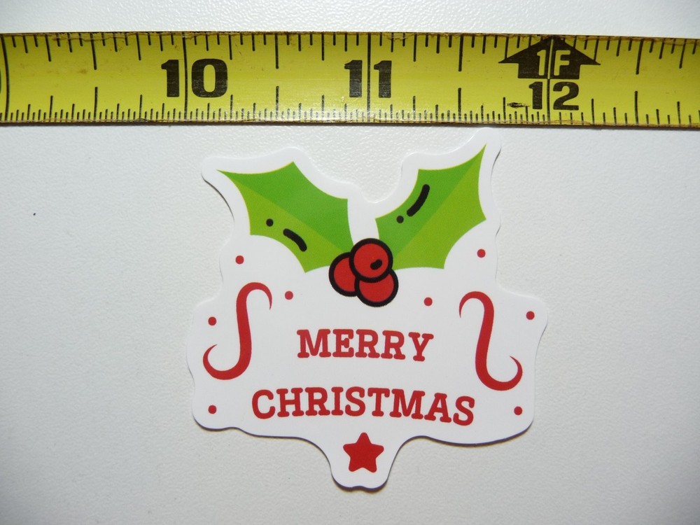 Festive Christmas Star Holly Sticker Decal for Winter Holidays