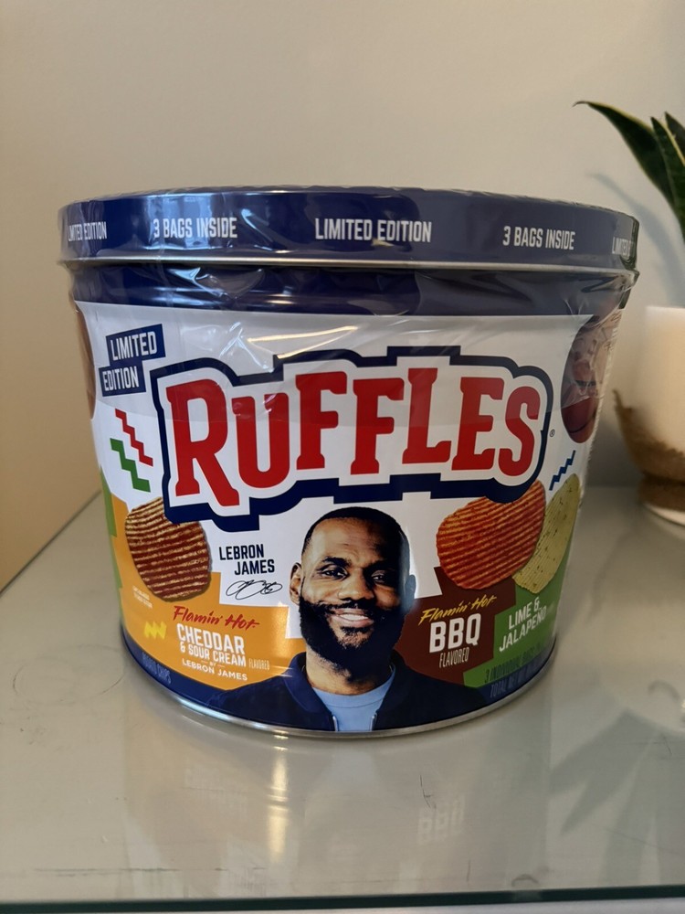 Lebron James Ruffles Potato Chip tin 3 bags limited edition NEW Lakers Cavs Heat