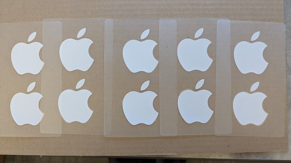 NEW White Apple Logo Sticker Decal - Genuine OEM - 10 Total Stickers