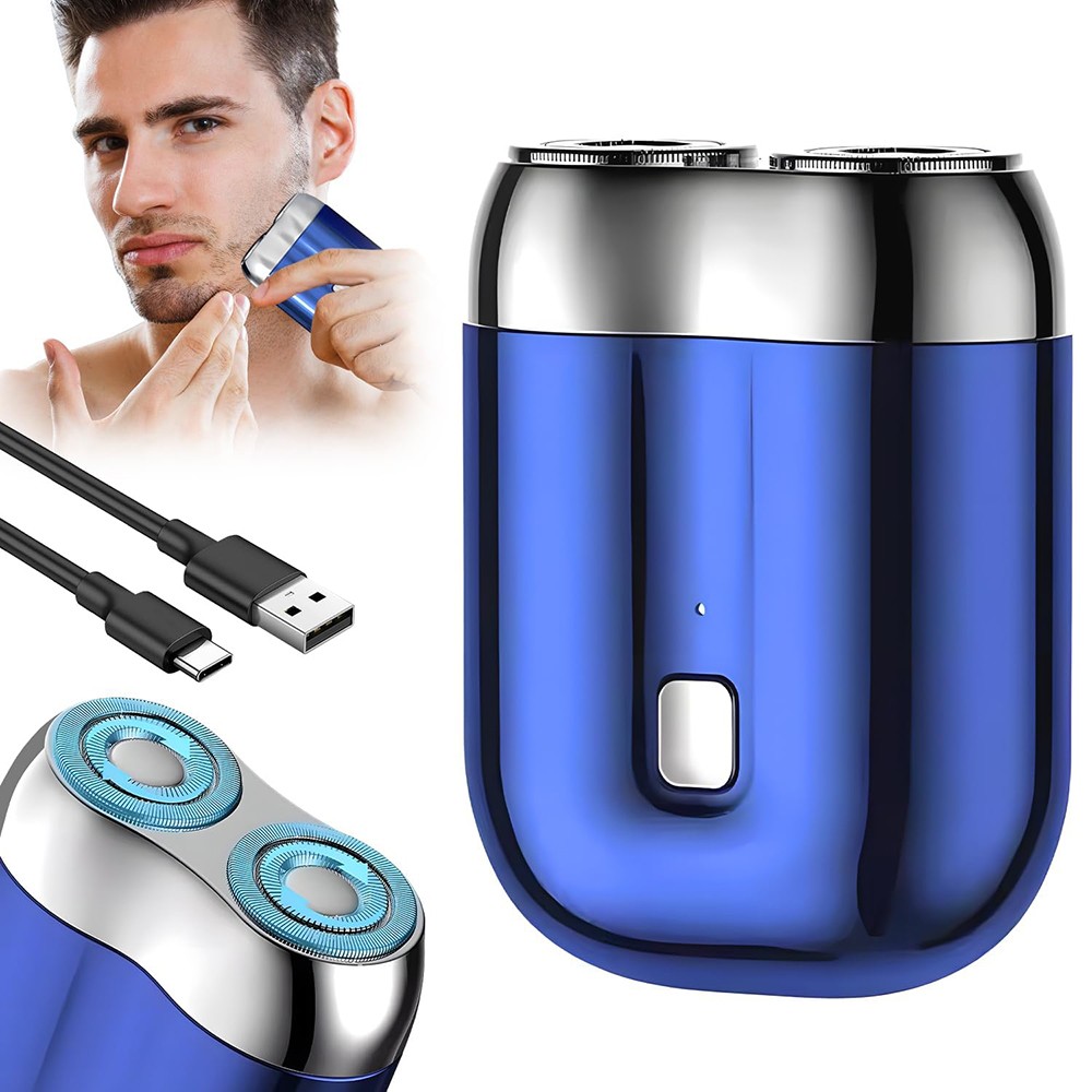 Electric Razor New Model Mini Dual-Head Electric Shaver Pocket Washable Blue US