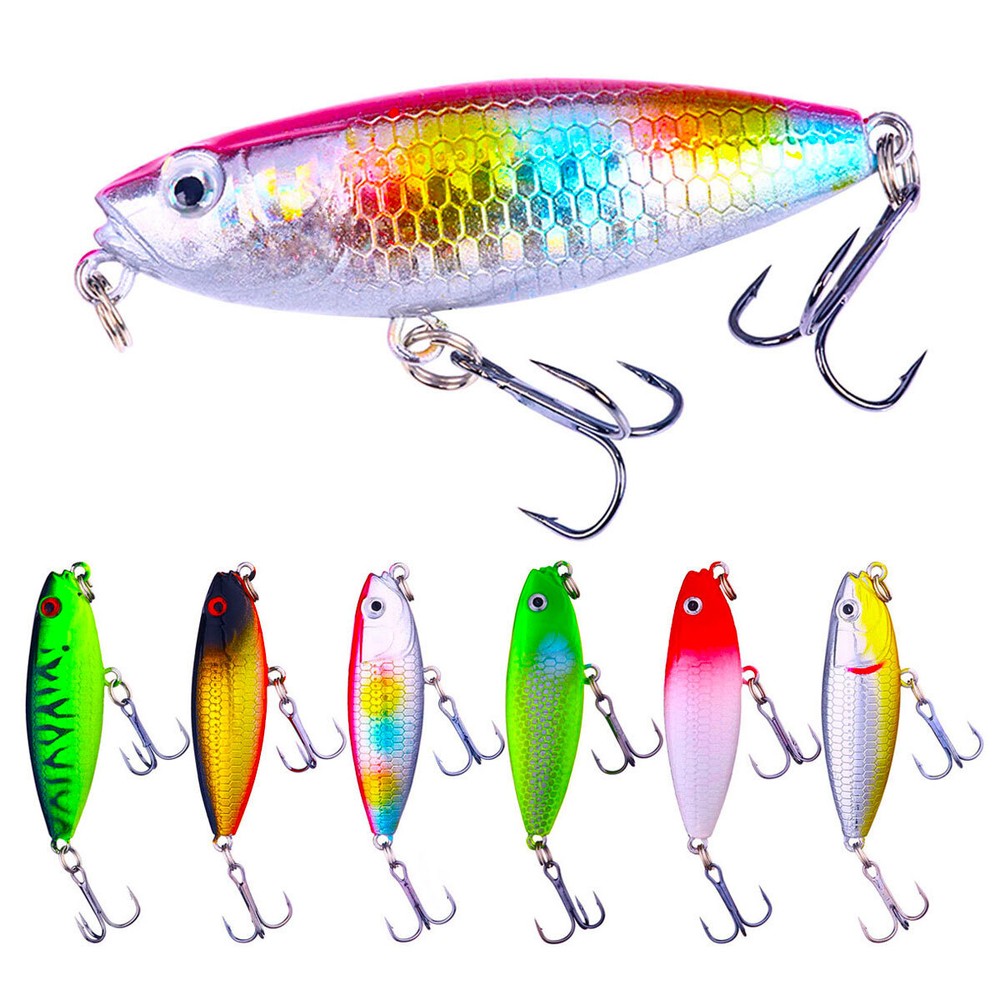 6PCS 6cm 6.5g Hard Bait Crankbait Floating Lure Bass Fishing Tackle Set
