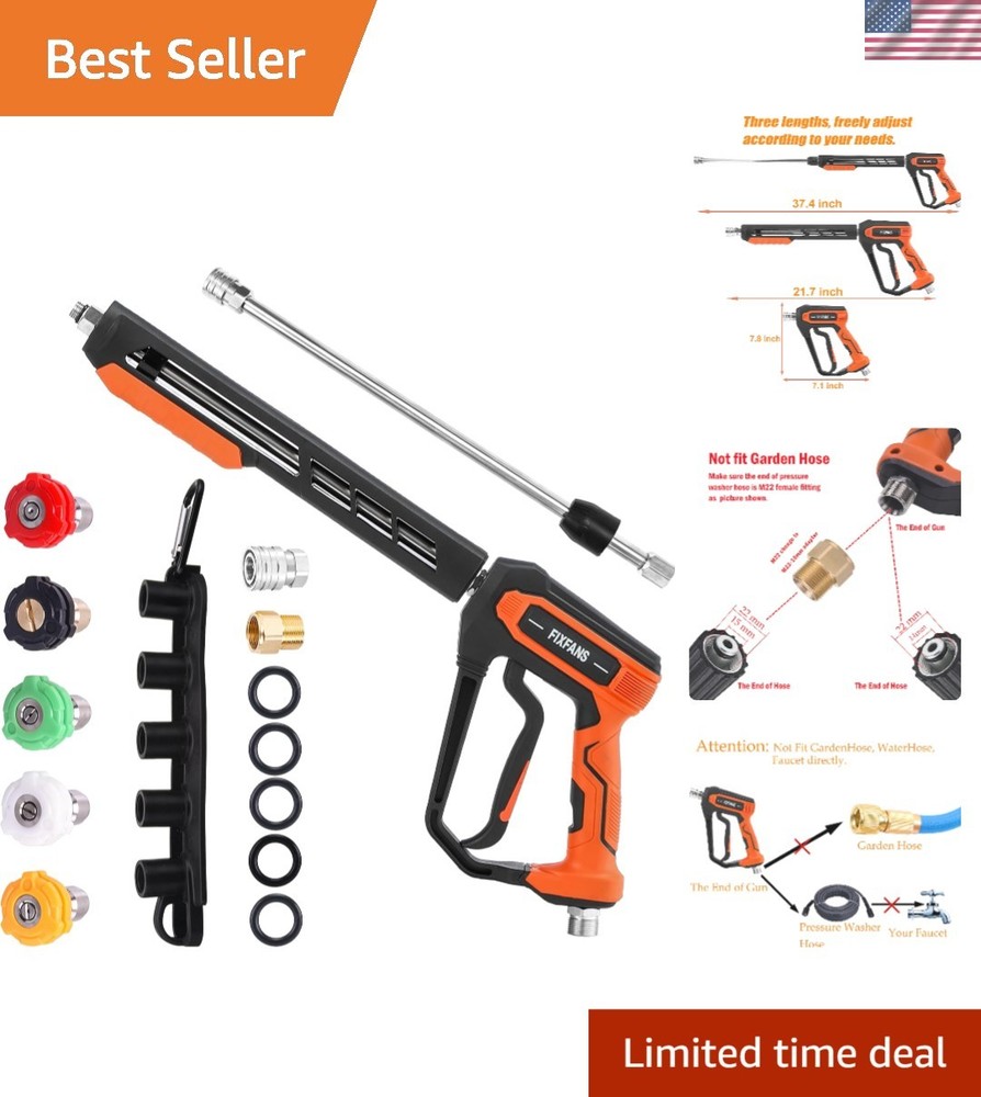 High-Pressure 5000PSI Ergonomic Washer Gun with Quick Connect & 3 Wands