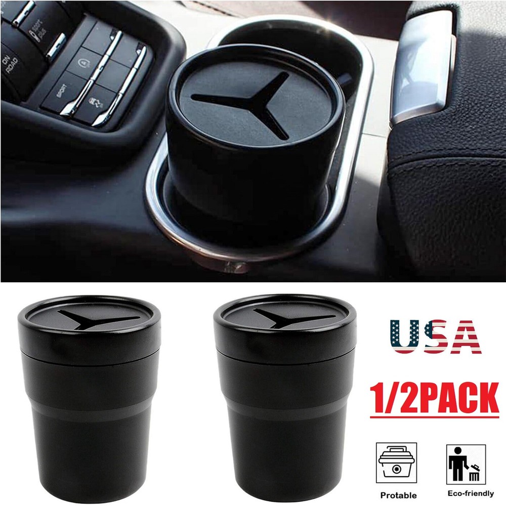 2× Car Trash Can with Lid Mini Auto Garbage Can Leakproof Vehicle Trash Bin Fits