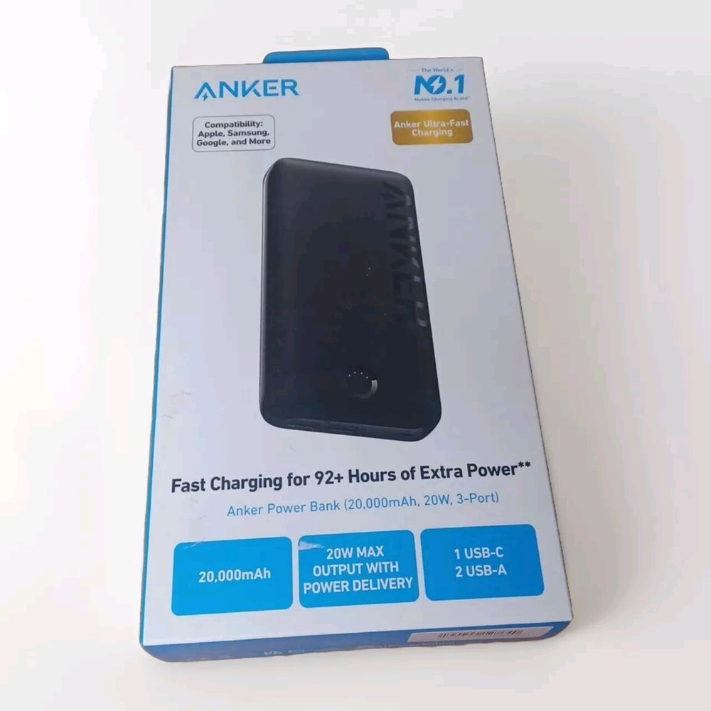 Anker 20000mAh 20W Fast Charging Portable Power Bank - Black - Brand New Sealed  
