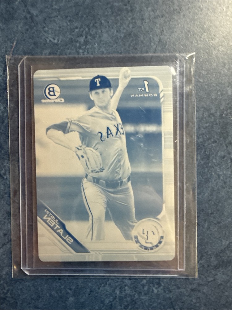 2019 Bowman Draft - Chrome Justin Slaten #BDC-24 Printing Plate Cyan /1 (RC)