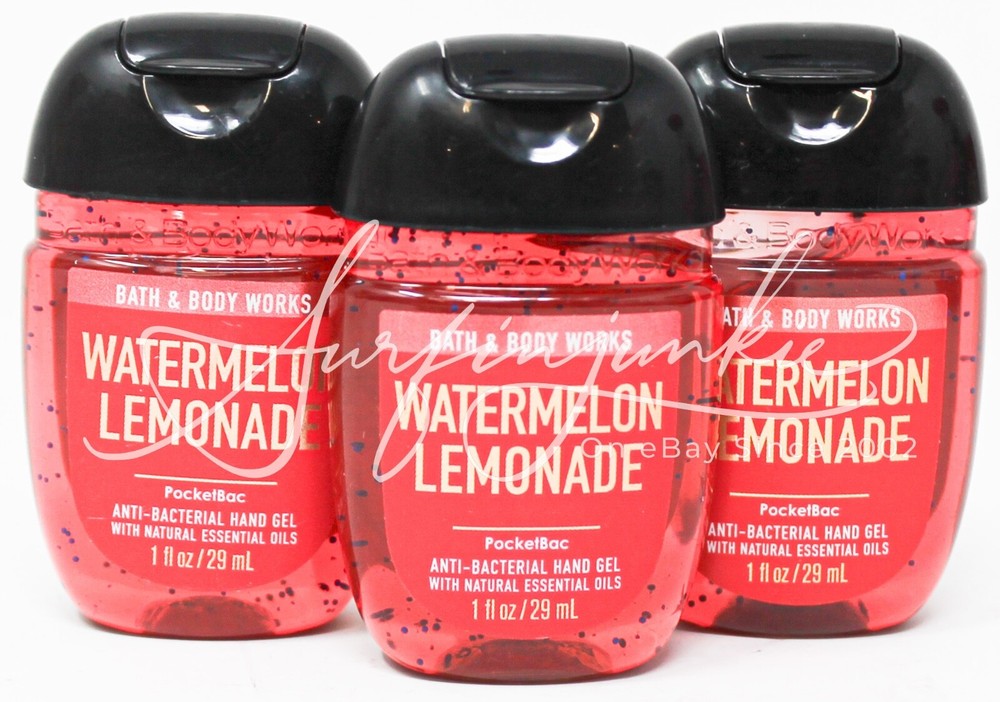 Bath & Body Works Watermelon Lemonade Pocketbac Hand Gel Antibacterial 3pc Red