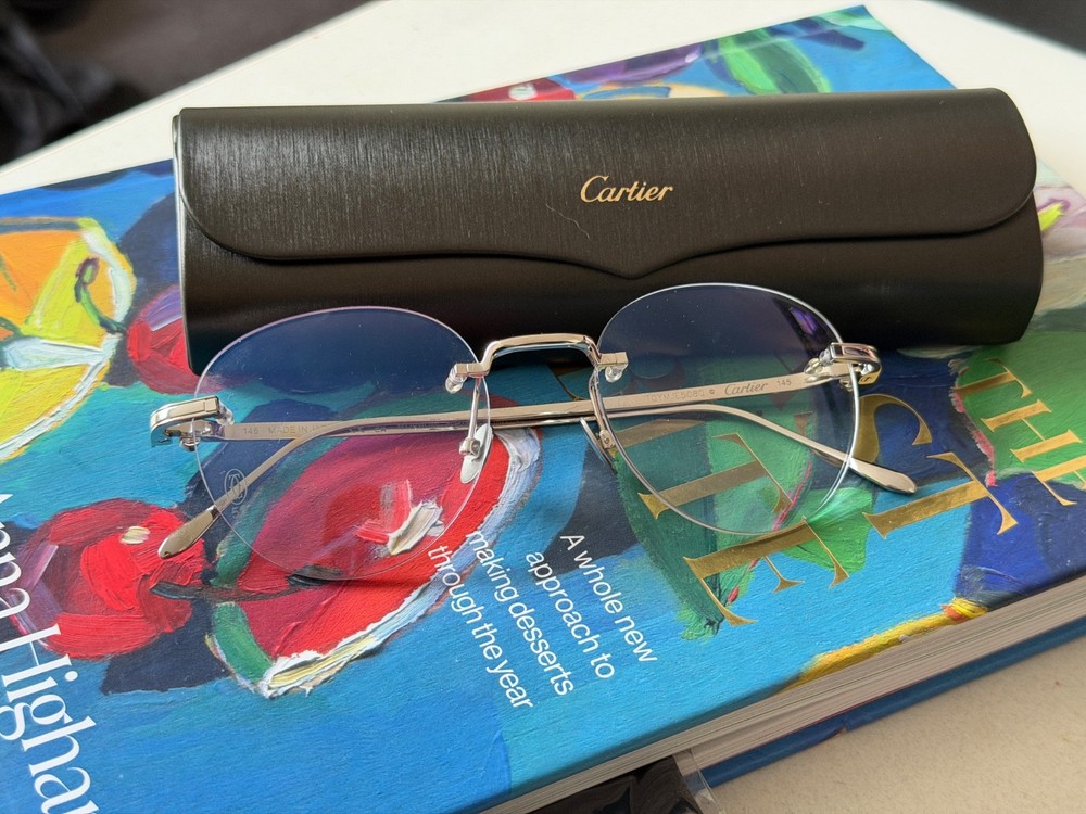 Cartier Pasha CT0342O 001 Platinum Rimless Glasses