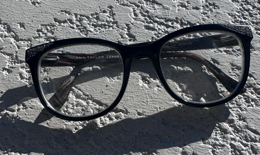 ANN TAYLOR AT009 C01 Black Womens Semi Cat Eye Eyeglasses 50-19-135 Frames Only