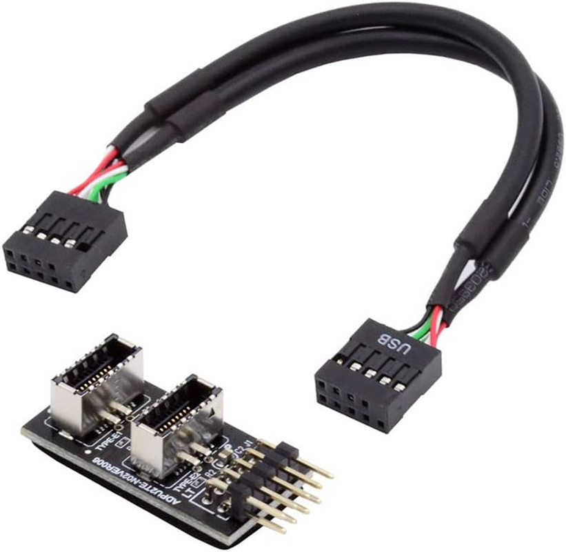 Dual USB 3.1 Front Panel Key-A Type-E to USB 2.0 9Pin 10Pin Adapter