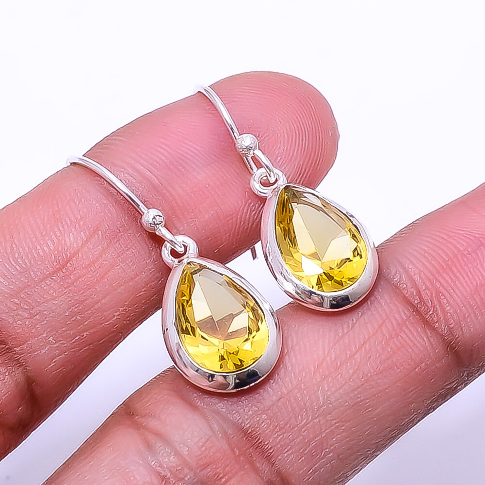 Citrine Gemstone 925 Sterling Silver Earrings Valentine Gift 1.17