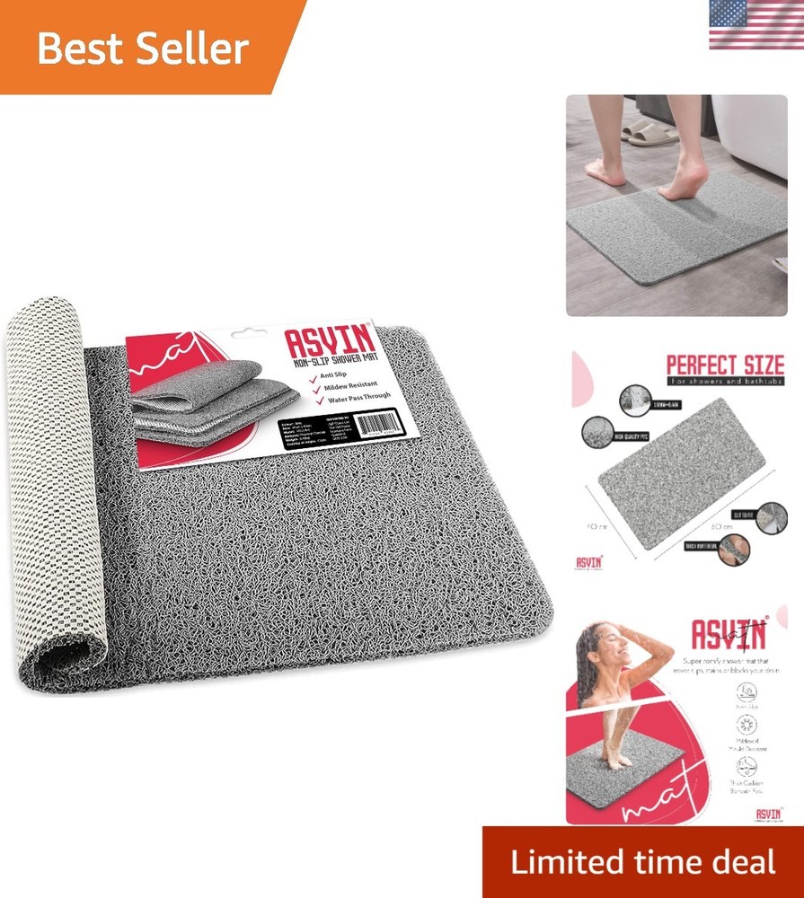 Non-Slip PVC Bath Mat 24x16 Safe for Kids Elderly Quick Dry