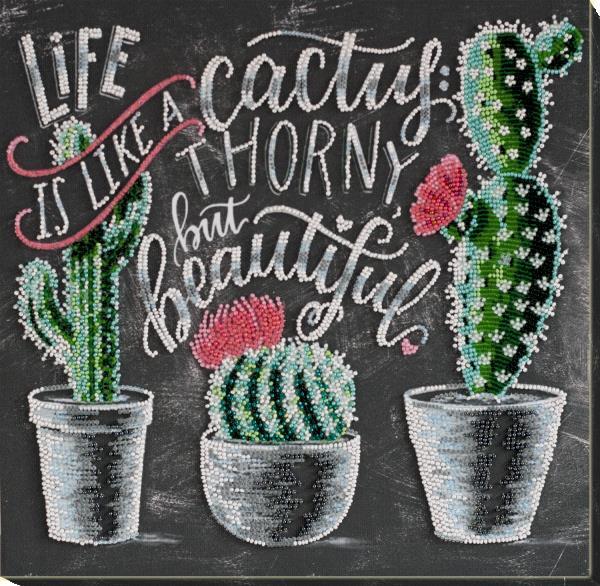 Bead embroidery kit Life is beautiful needlework kit Art canvas beadwork pattern