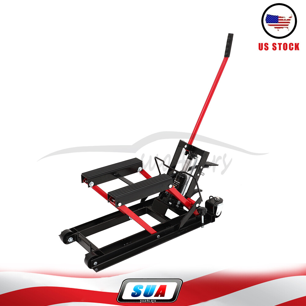 1500 LBS ATV Motorcycle Hydraulic Lift Jack Hoist Stand Drit Bike Adjustable