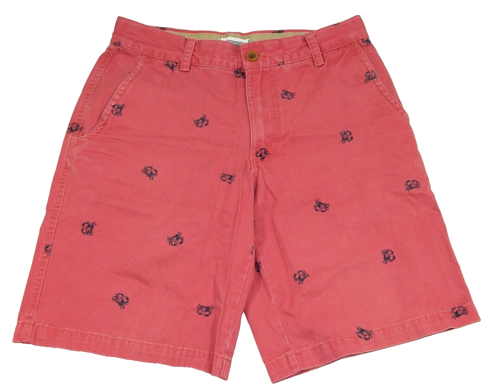 Men's IZOD Saltwater Faded Red Blue Crab Chino Shorts Size 30