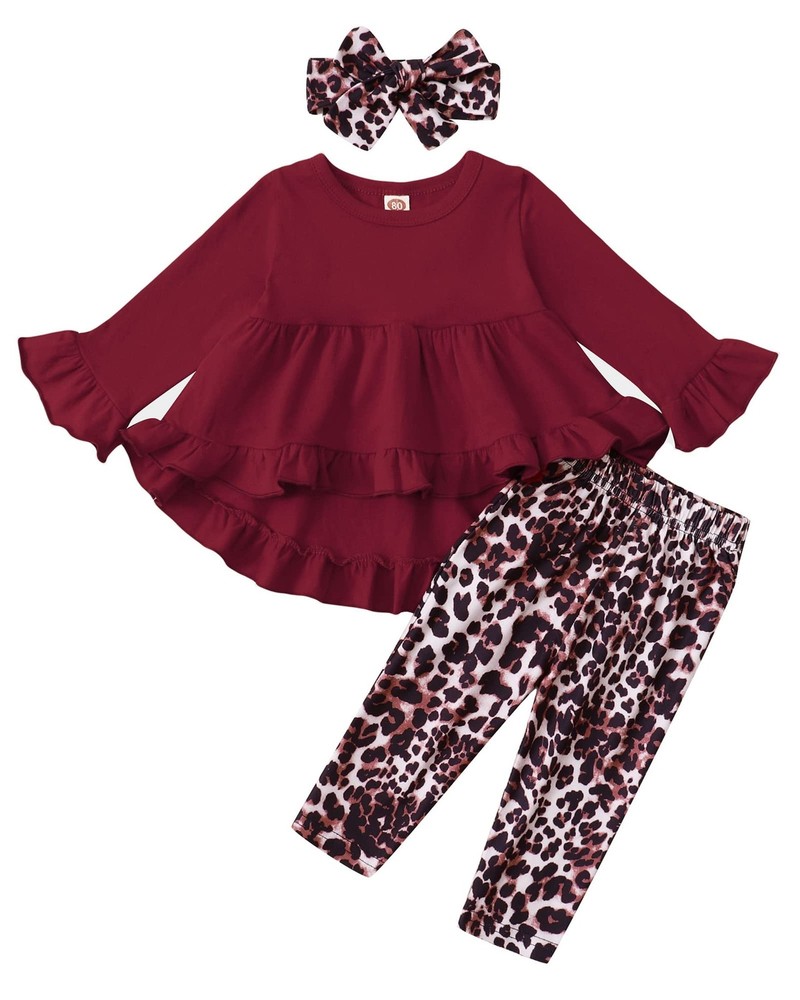 2T-3T Girls Clothes Toddler Girl Outfit Cute Stuff Long Sleeve 2-3T, Maroon