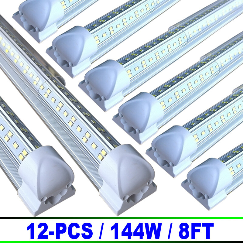 12/Pack 8Ft LED Shop Light Linkable Ceiling Tube Fixture 144W Daylight 6500K