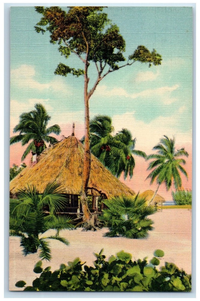 c1950's Tahiti Beach Coral Gables Florida FL Vintage Unposted Postcard
