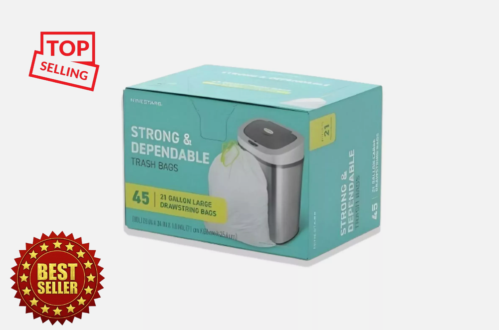 Bolsas de basura blancas Nine Stars 21 galones 45 unidades EE. UU. NUEVAS (el embalaje puede variar)