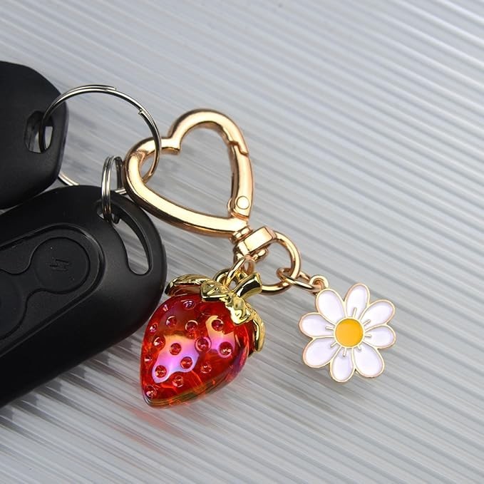 Cute Cherry Strawberry Keychain Charm for Women Handbag Purse Accessories