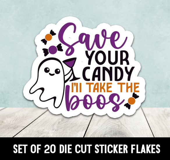 Save Your Candy I'm Here For The Boos Ghost Die Cut Stickers - Set of 20