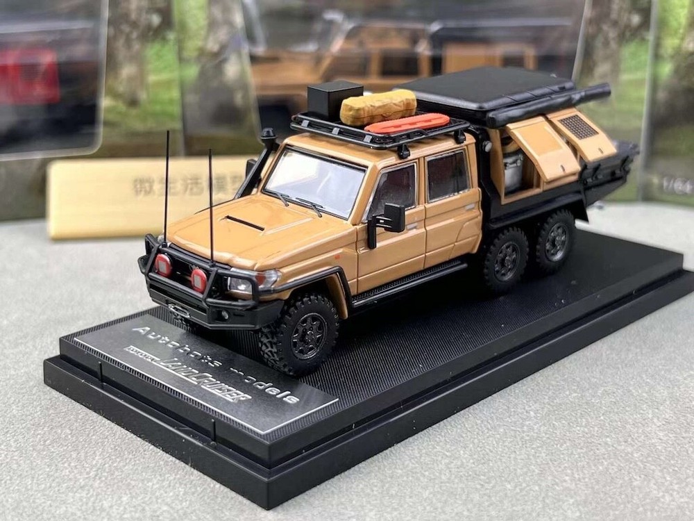AB 1:64 Yellow Land Cruiser J70 LC79 Pickup Truck 6x6 Model Diecast Metal Car