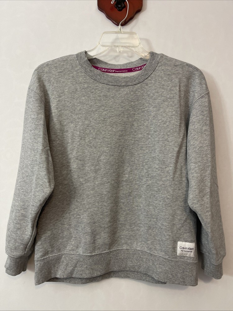 Calvin Klein Performance Womens Petite Large Gray Pullover Sweatshirt! A4884