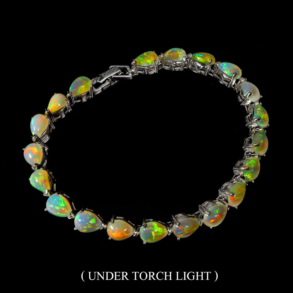 Valentine 925 Silver Bracelet Oval Fire Opal 8x6mm Natural Gemstone Jewelry 7in