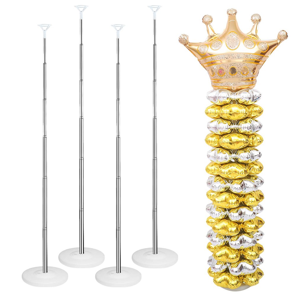 Balloon Column Stand Kit with 4 Telescopic Metal Bases 80 Inch Floor Display