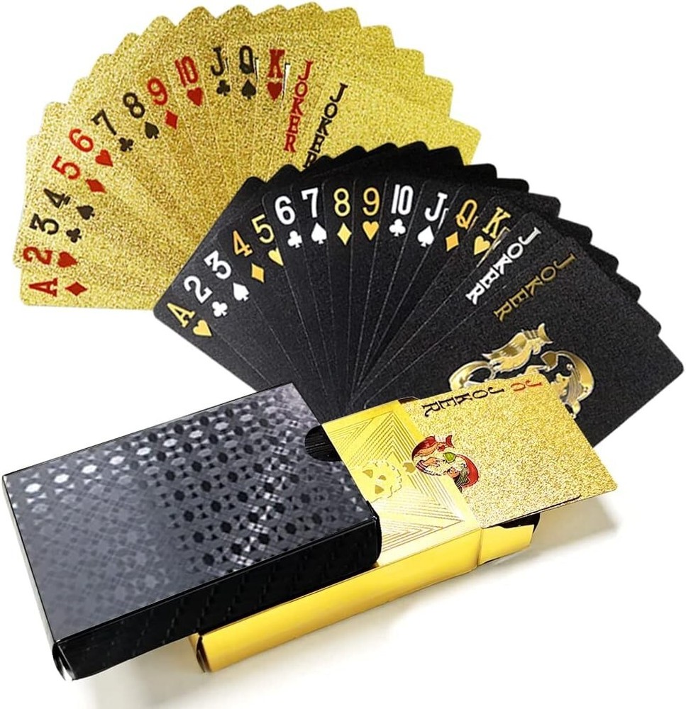 2 Decks Waterproof Poker Cards, Black Rose Gold Luxury Playing Cards for Adults