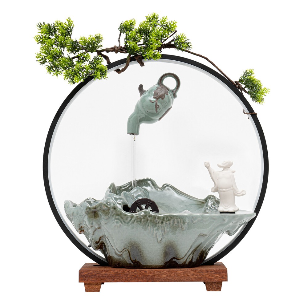 Tabletop Water Fountain, Indoor Waterfall with LED Light Mist Desk Fountain