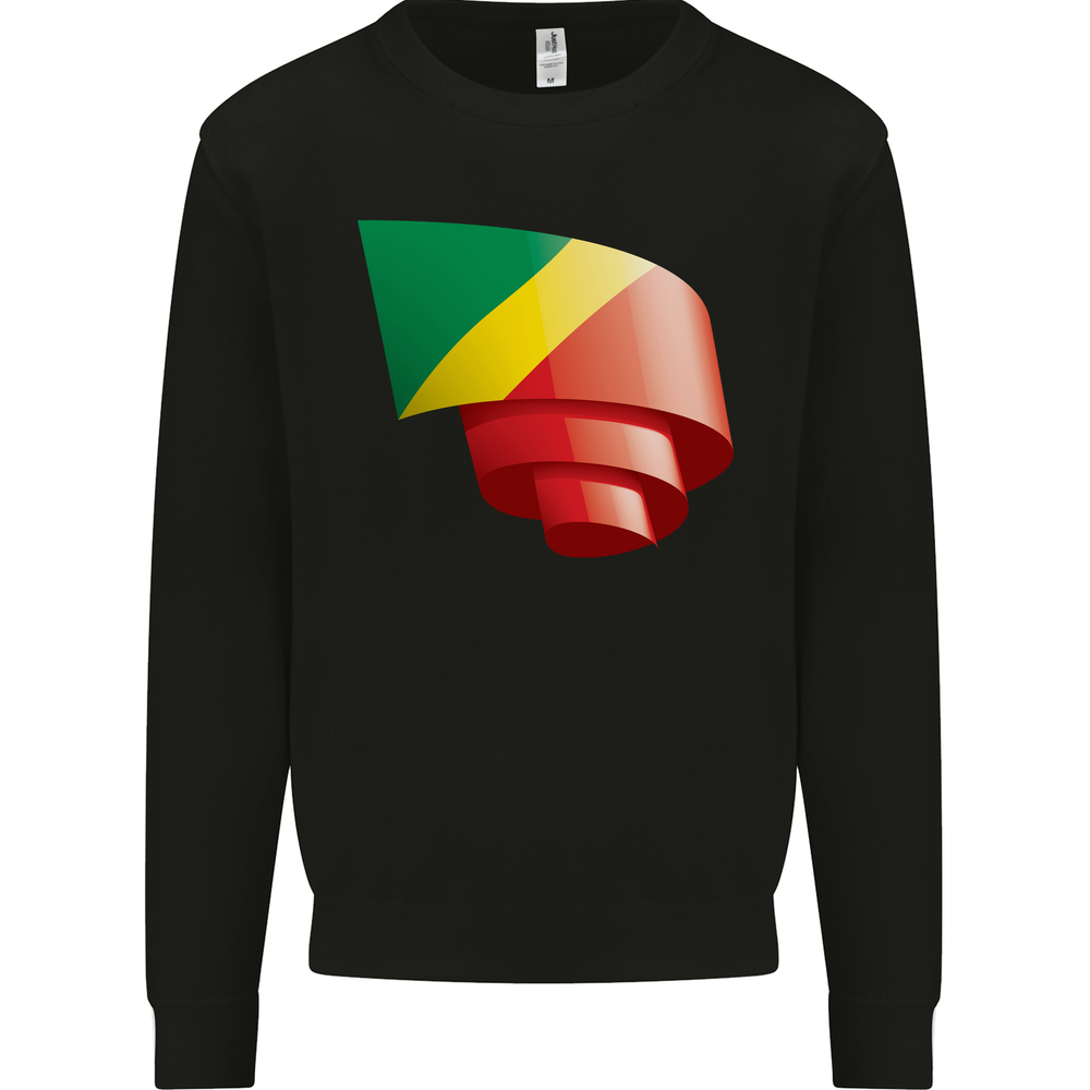 Curled Republic of the Congo Flag Day Football Mens Sweatshirt Jumper