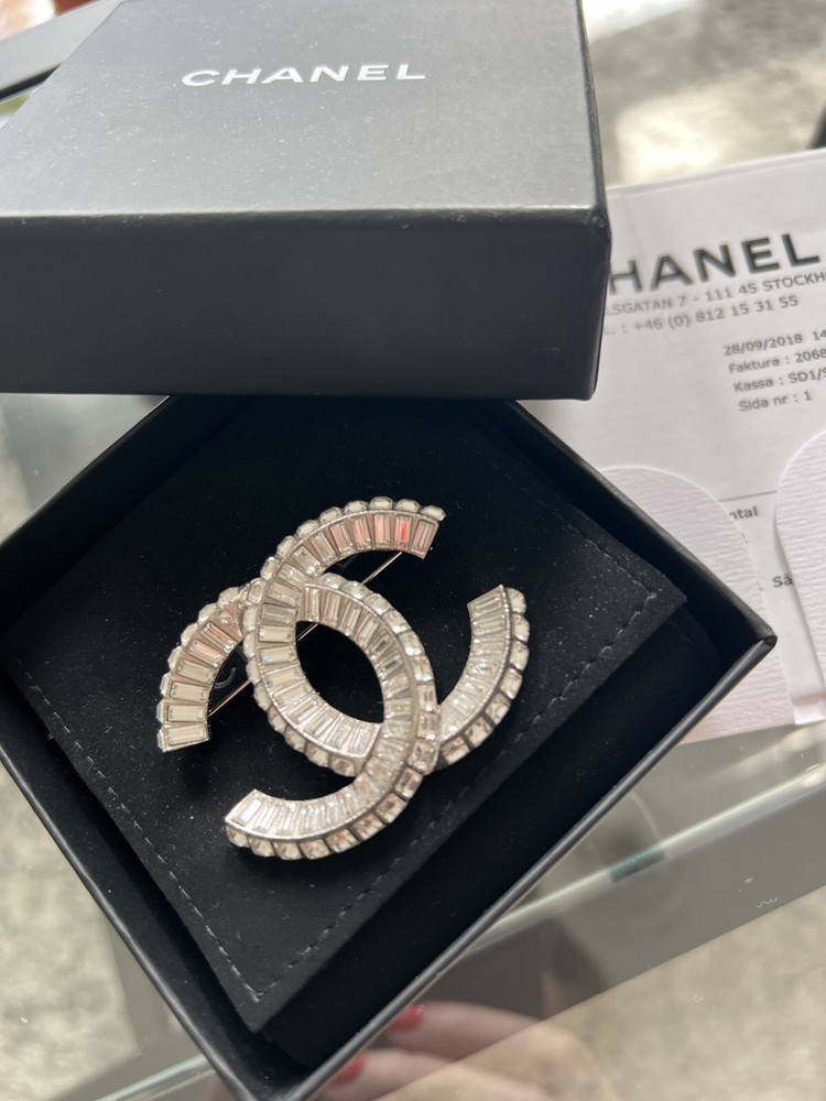 Vintage Authentic Chanel Gold-Tone Brooch Pin with CC Logo  