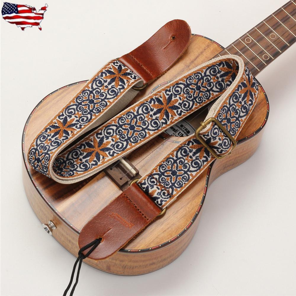 Embroidery Pattern Guitar Instrument Strap Ethnic Style for Guitarists Men Women