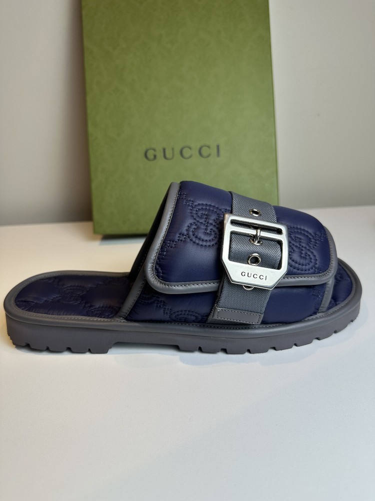 Authentic Gucci Mens Blue Nylon Slides Size UK9 US9.5 New in Box