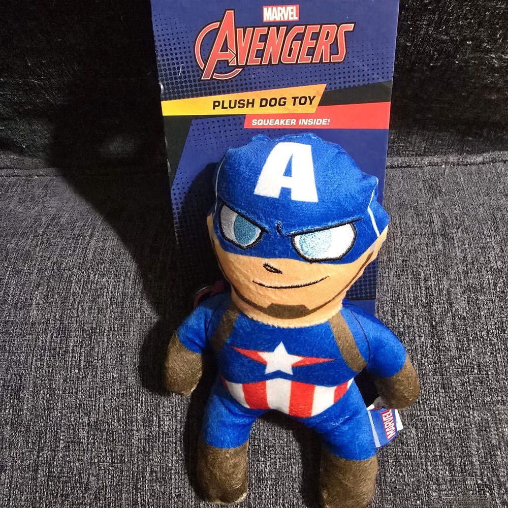 Marvel Captain America Dog Toy Plush Squeaky 8in Disney Super hero