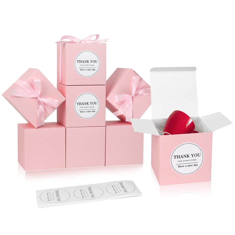 Small Pink Gift Boxes 100 Pack 4x4x4 Inches with Lids for Favors Jewelry Crafts