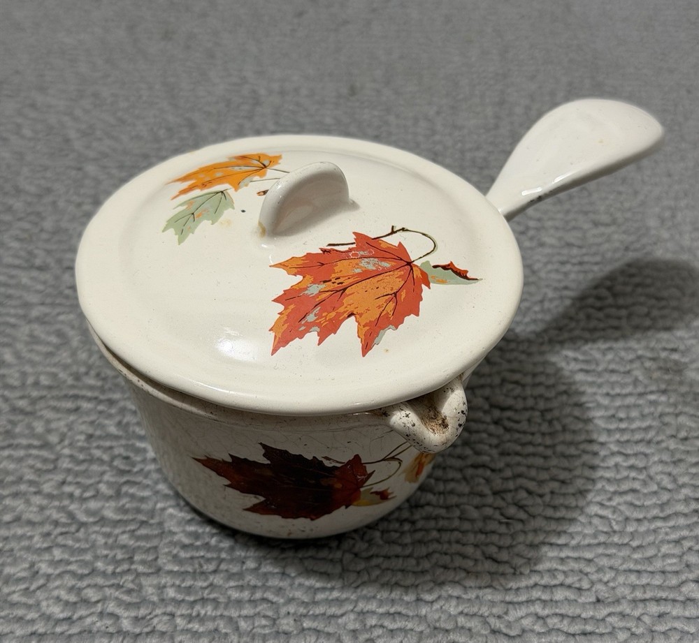 Descoware Belgium - Cast iron Enamel - Vintage 3” Sauce Pot -w/ Cover