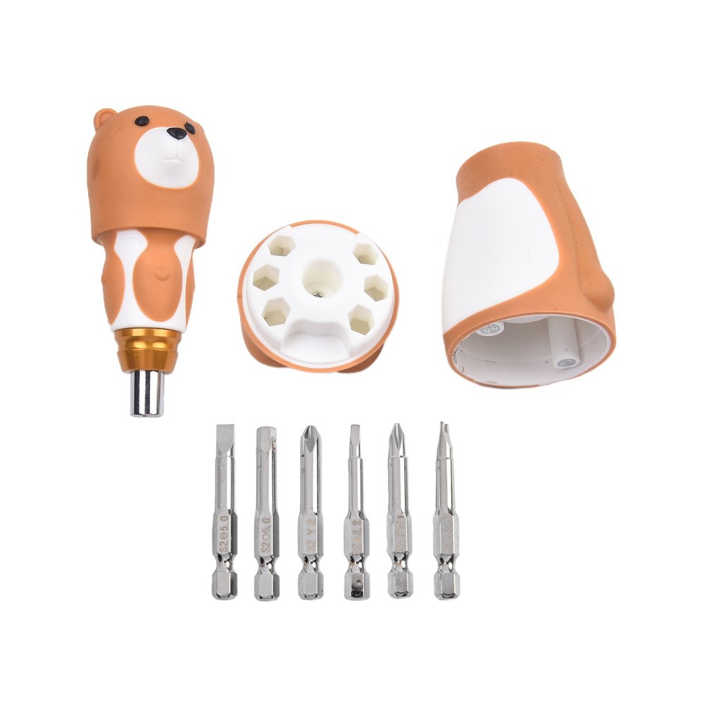 Ergonomic Design 6 In 1 Cartoon Bear Screwdriver Set for Comfortable Grip